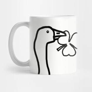 Portrait of a Goose Stealing a Shamrock Outline Mug